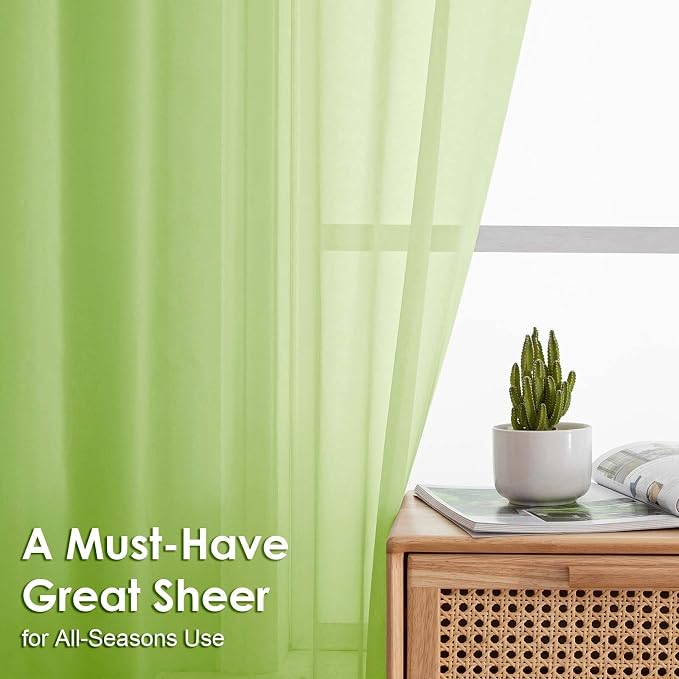 OVZME Sheer Curtains 63 inch Length 2 Panels Set - Image 5