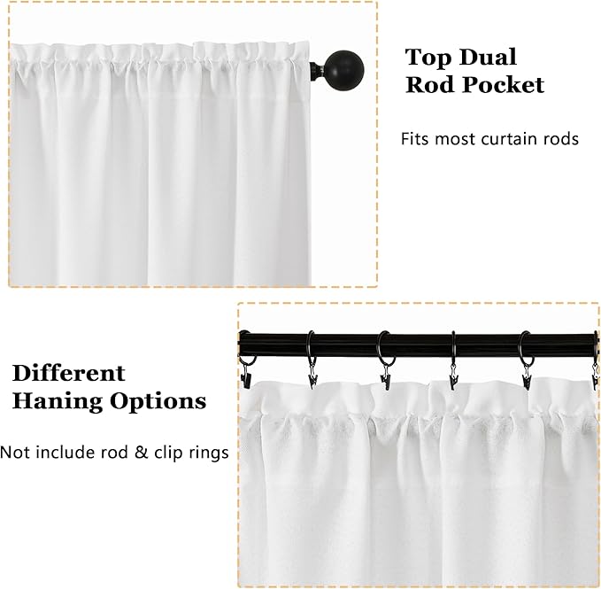 OWENIE White Valances for Windows 1 Pcs 22 Inch Length, Light Filtering - Image 4