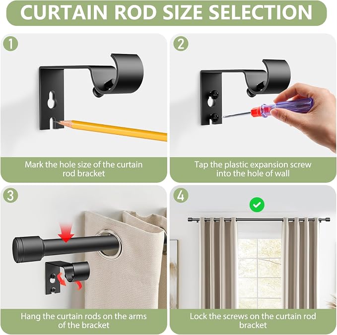 5/8” Diameter Curtain Rods 30-45 Inch, - Image 4