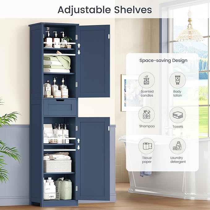 Iwell 67" Tall Bathroom Cabinet, Storage Cabinet - Image 6