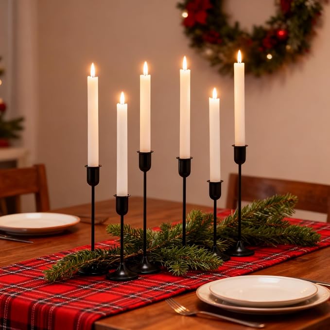 Black Taper Candle Holder 6 PCS Candlestick Holders, Vintage Candle Stick Holder by Batoslee