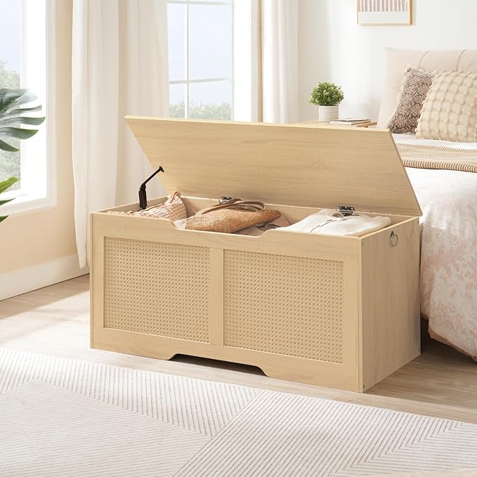 HOOBRO Storage Bench, 43.3" Toy Box, Rattan-Like Storage Chest, Sturdy Entryway - Image 2
