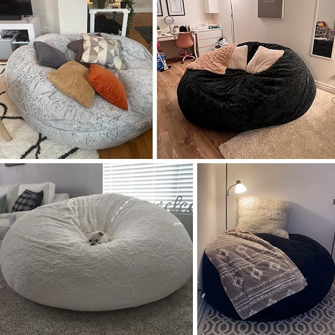 YudouTech (No Filler Bean Bag Chair Cover Without Filler, Big Round Soft Fluffy - Image 7