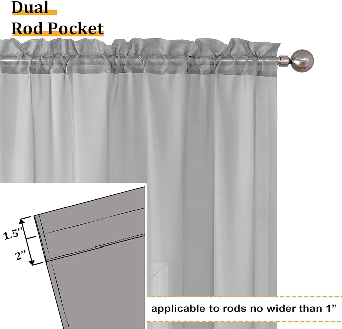 Aiyufeng Light Grey Sheer Window Curtains 84 Inches Long 2 PCS- Rod Pocket - Image 6
