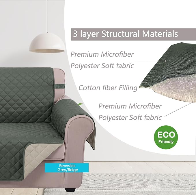 U-NICE HOME Recliner Chair Covers Reversible Quilted Water Repellent Pet - Image 5
