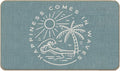 Summer Beach House Happiness Comes in Waves Blue Rustic Door Mat Doormat by Lacosu