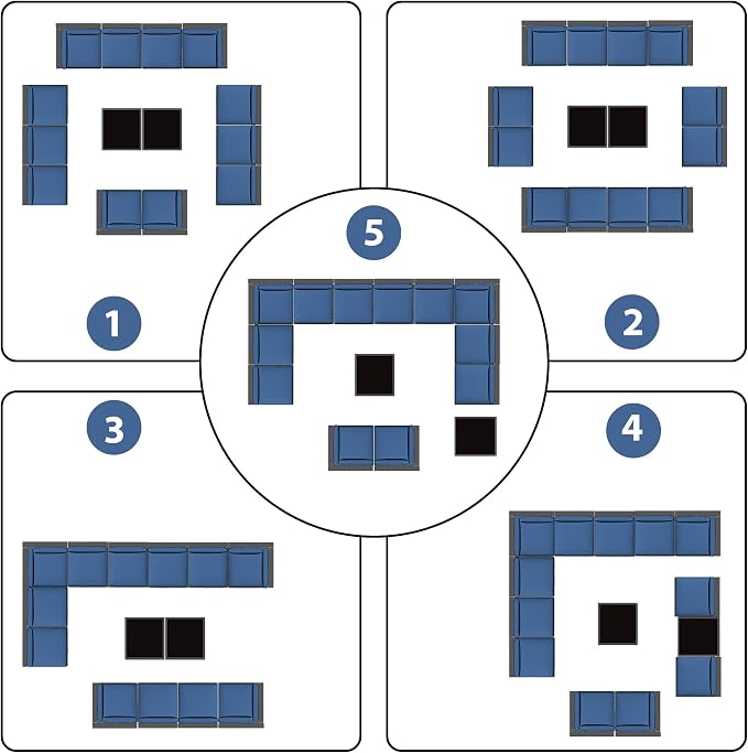 KIGOTY Patio Furniture Set, 14 Pieces Modular Outdoor Sectional Sofa, PE Rattan - Image 6