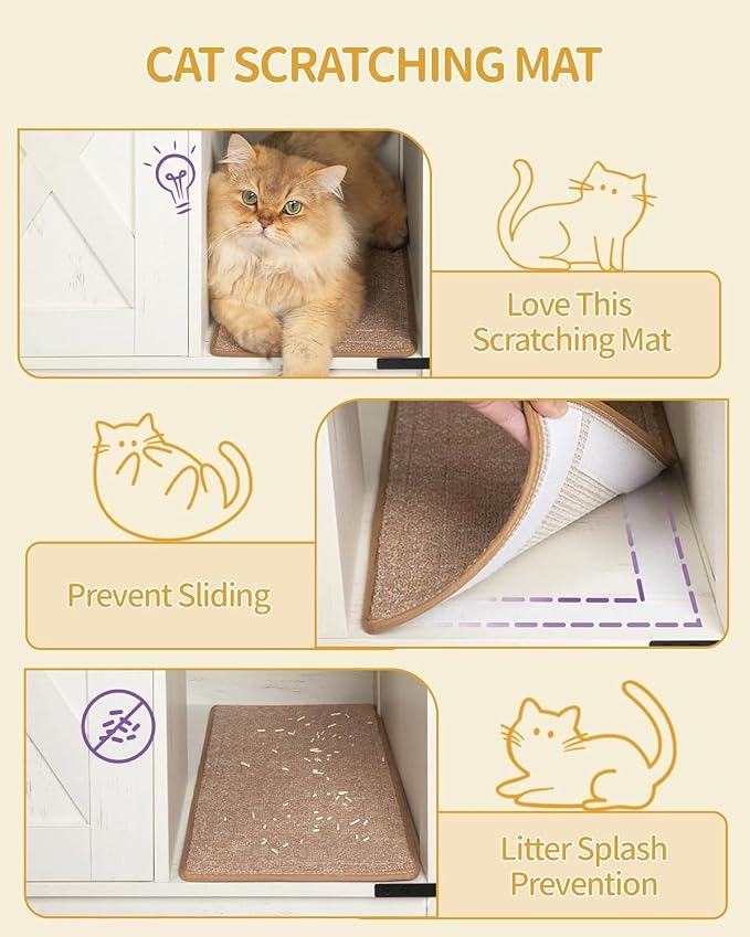 Hzuaneri Cat Litter Box Enclosure, Hidden Litter Box Cabinet Furniture - Image 7