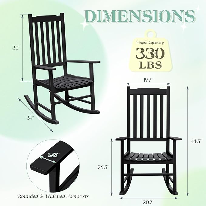 Flamaker Outdoor Rocking Chair Oversized Wooden Patio Chairs - Image 3