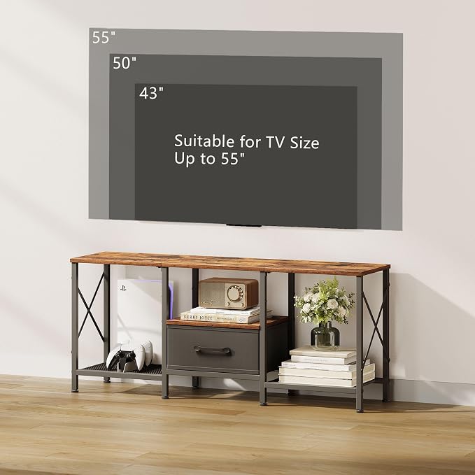 JARHETUN TV Stand with Fabric Drawer, Entertainment Center - Image 7
