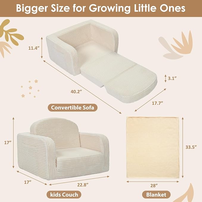 Foryoomi 2 in 1 Convertible Kids Couch - Image 2