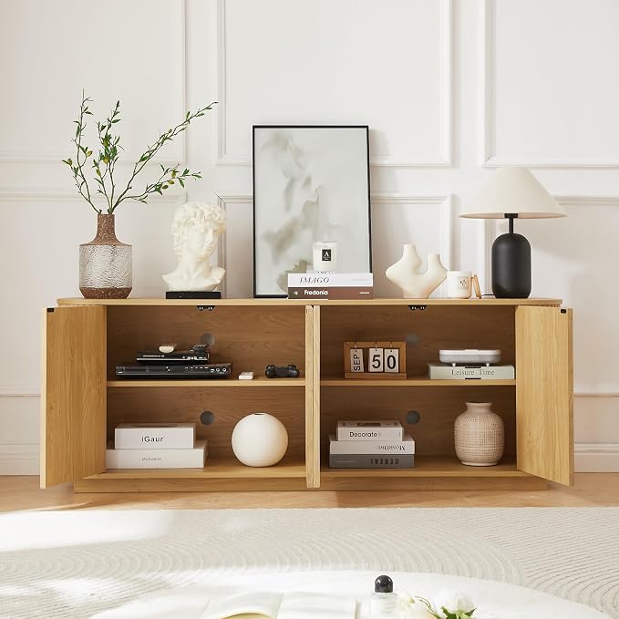 Fluted TV Stand for TVs Up to 75 Inch, Mid Century Modern TV Console for Living - Image 9
