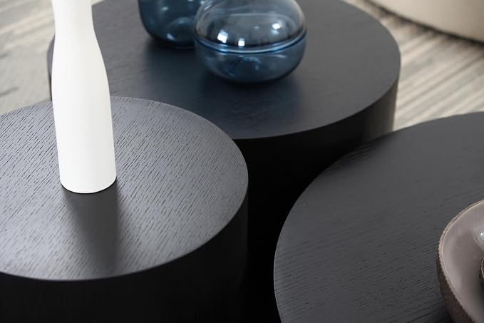 SSLine Classic Drum-Shape Living Room Table Contemporary Round Coffee Table End - Image 7