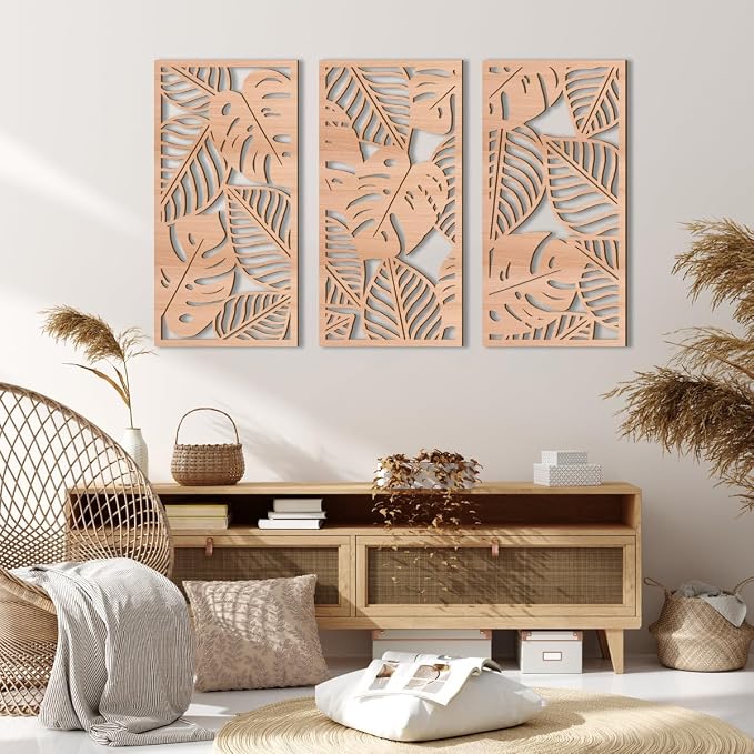 IARTTOP Large Wood Tropical Wall Art 15.9X32 Inch Carved Palm Leaves Wall Decor - Image 2