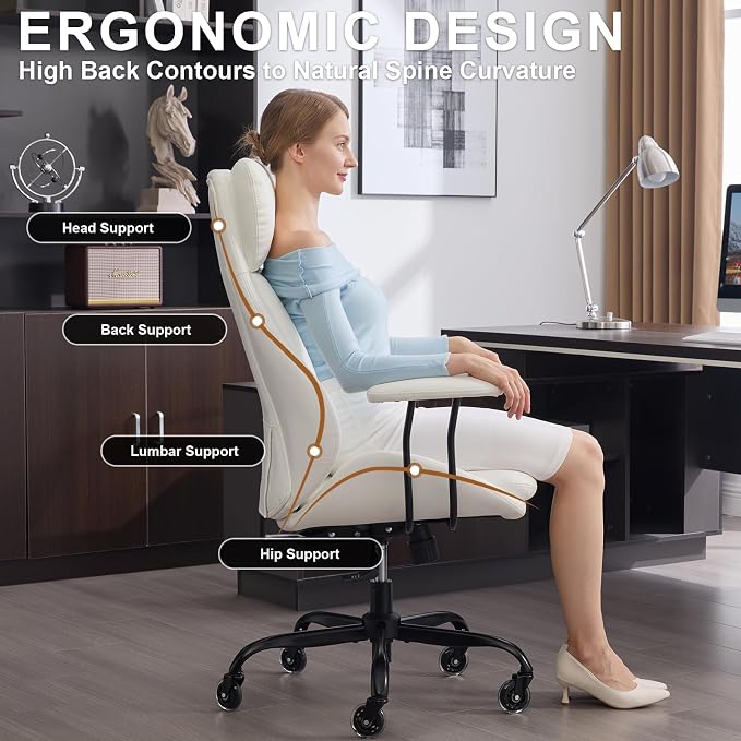 E-Motie Office Chair, Leather Desk Chair - Image 3