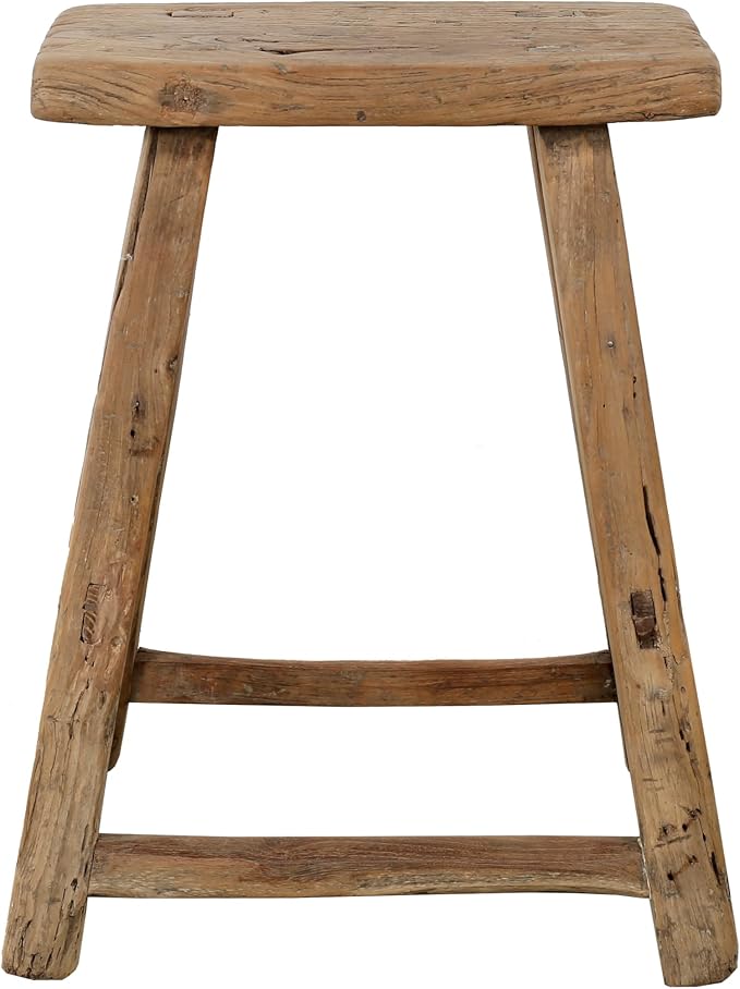 Artissance Vintage Wooden Stool, Solid Natural Wood 12–20" W x 6–9" D x 18–22" H by Unknown