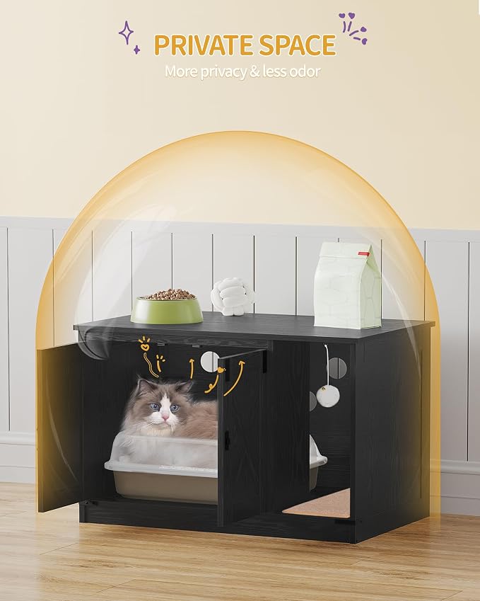 Hzuaneri Cat Litter Box Enclosure, Hidden Litter Box Cabinet Furniture - Image 6