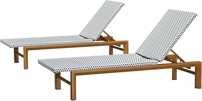 PURPLE LEAF Extra Wide Patio Chaise Lounge Set of 2 Outdoor Lounger French PE - Image 2