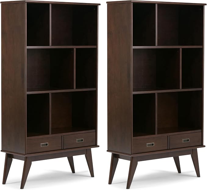 SIMPLIHOME Draper 35 inch Mid-Century Modern Bookcase and Storage Unit in by SimpliHome