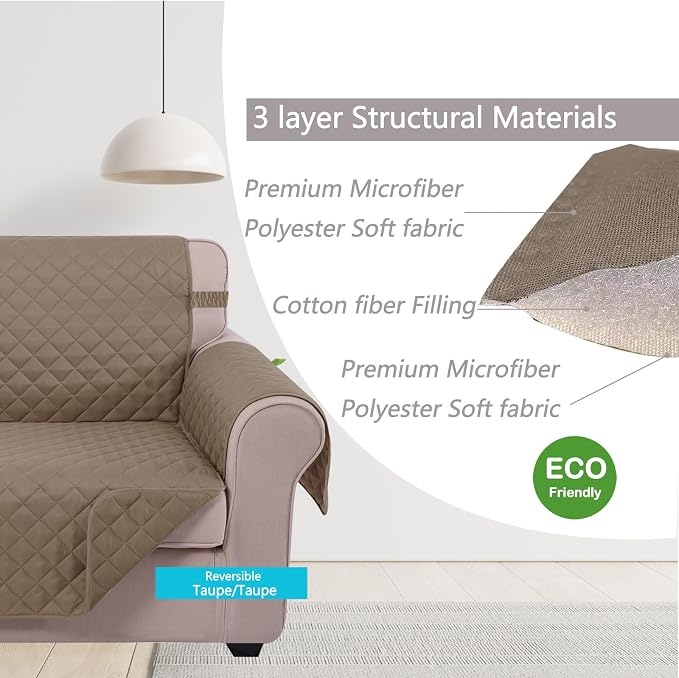 U-NICE HOME Recliner Chair Covers Reversible Quilted Water Repellent Pet - Image 5