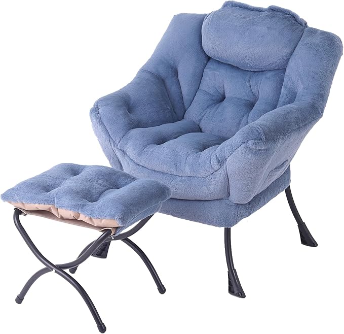 Tiita Lazy Chair with Ottoman, Comfy Leisure Sofa Reading Chair with Footrest by TiitaHome