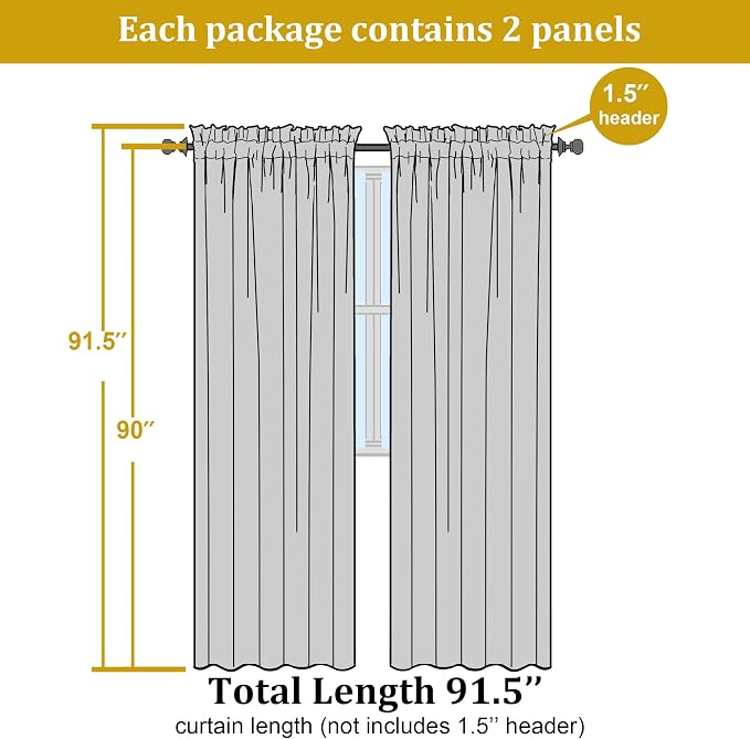 OWENIE Aqua Sheer Curtains for Bedroom Living Room 90 Inches Long, Elegant - Image 2