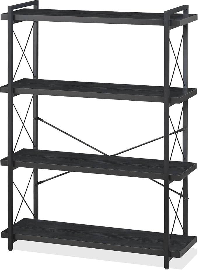 HCHQHS Bookshelf, 4-Tier Industrial Bookcase, Freestanding Tall Bookshelves by HCHQHS