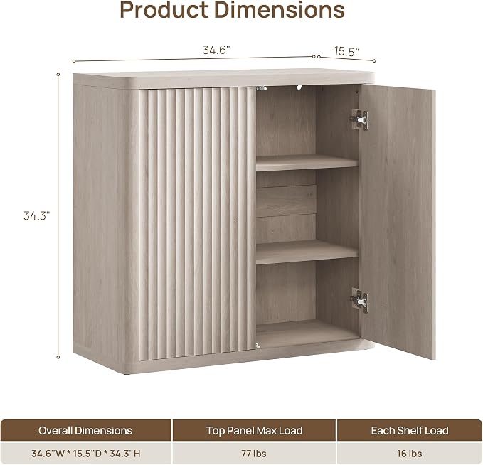 SICOTAS Buffet Cabinet with Storage 34.6" Sideboard Accent Modern Credenza with - Image 2