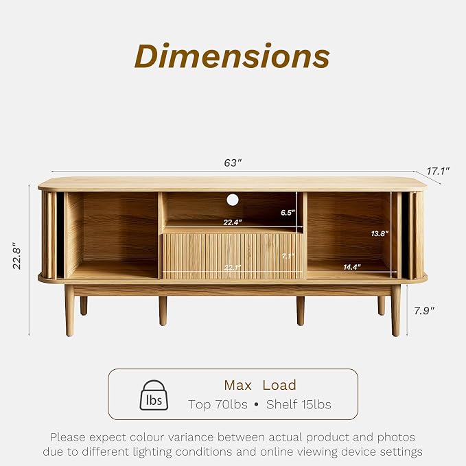 MAISONARIA 63" Tambour TV Stand, Fluted TV Stand - Image 3