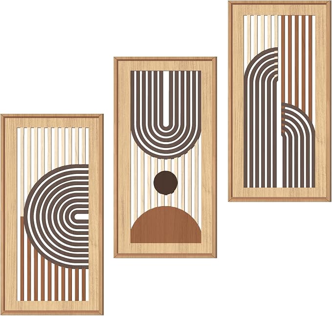 IARTTOP Mid-century Modern Boho Wooden Wall Art Framed 8x16 Inch Orange by IARTTOP