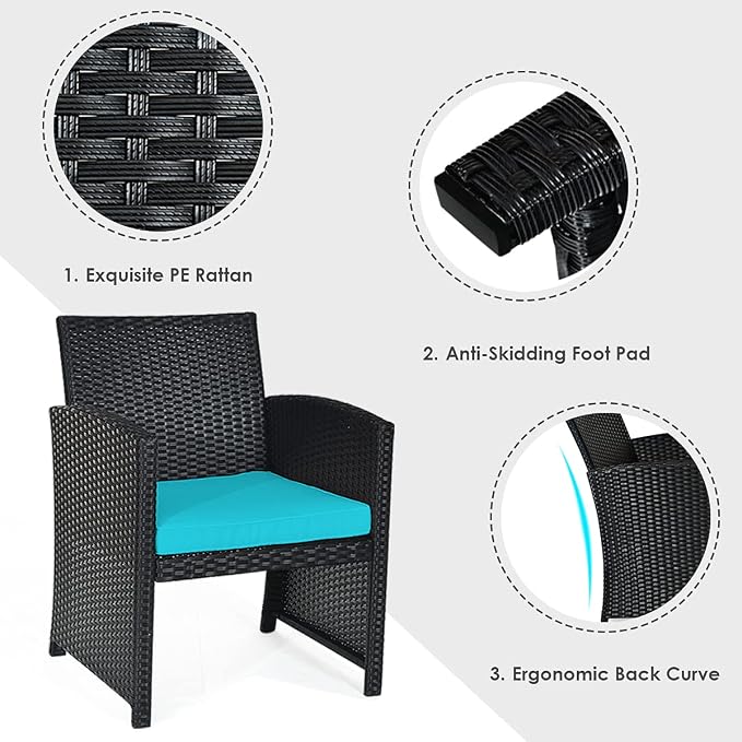Tangkula 4 Pieces Patio Wicker Conversation Furniture Set, Patiojoy Sofa & - Image 6