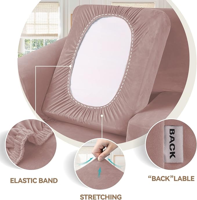 WEERRW 4 Pieces Velvet High Stretch Couch Covers - Image 3