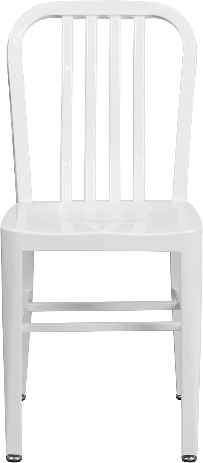 Flash Furniture Gael Commercial Grade 2 Pack White Metal Indoor-Outdoor Chair - Image 5