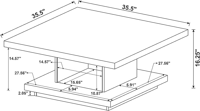 Modern Square Coffee Table 36 in, Wood Living Room Center Table - Image 2