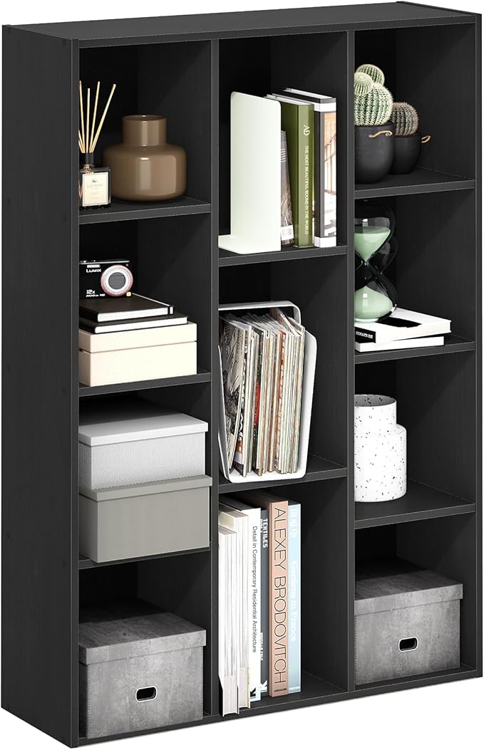 Furinno LUDER Book Shelf, 11-Cube Bookshelf, Reversible Bookcase, 9.4 x 29.1 x by Furinno-FitsYourSpaceFitsYourBudget