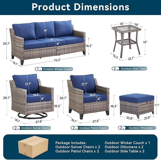 9 Piece Outdoor Patio Furniture Set-All Weather Outdoor Conversation Sets - Image 8