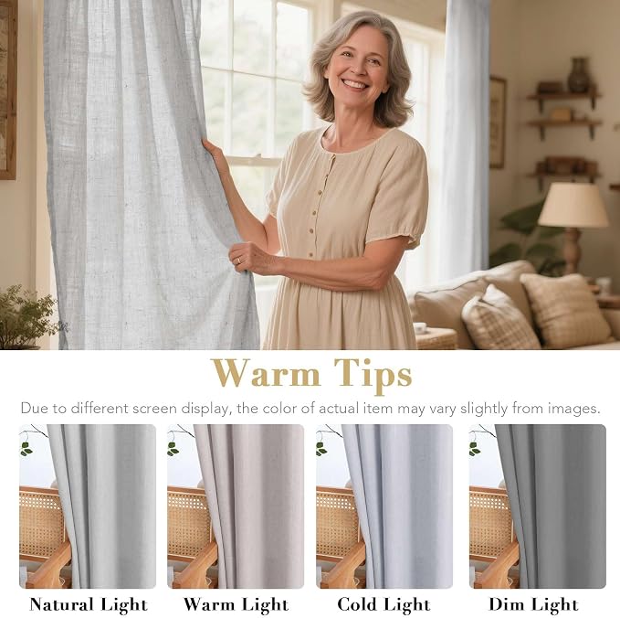 H.VERSAILTEX 2 Pack Ultra Luxurious Solid High Woven Linen Elegant Semi Sheer - Image 3