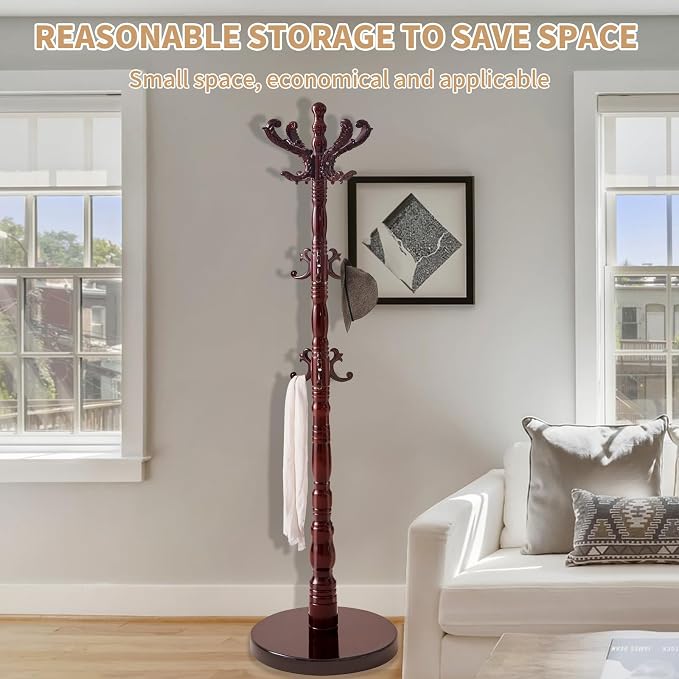 ZOZOE Wooden Classic Coat Rack Stand, Solid Wood Coat Rack Freestanding - Image 6