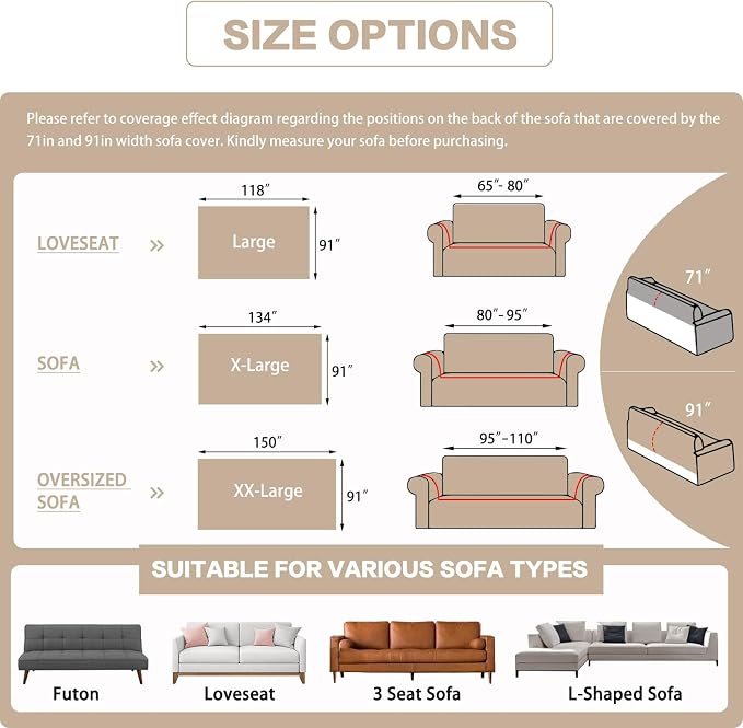 DREAMINGO Sofa Covers Washable Thick Chenille Couch Cover - Image 2