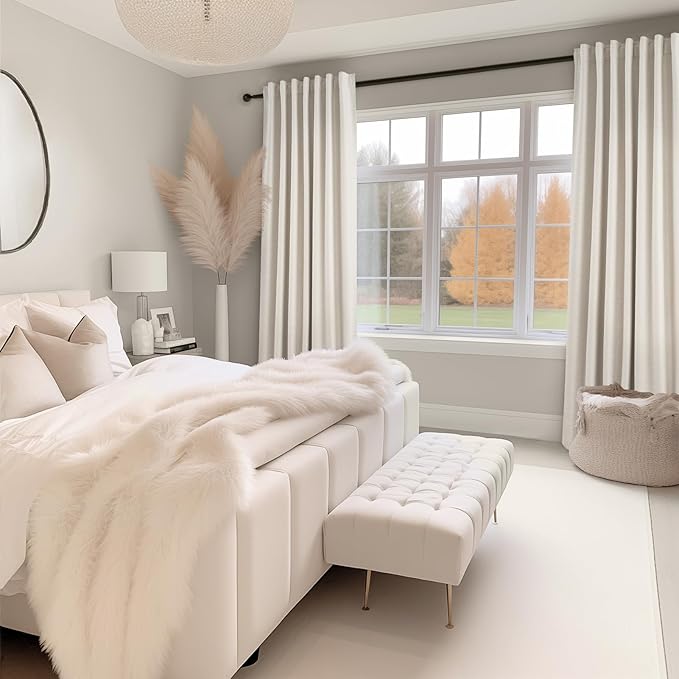 Topfinel 94 Inches Long Custom Ceiling Cream White Blackout Beige Curtains - Image 7