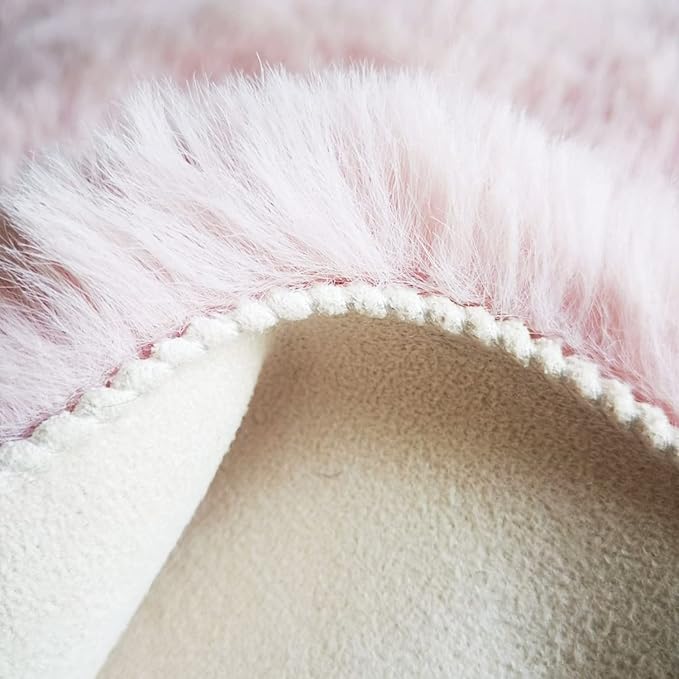Ghouse Pink 3ft Faux Rabbit Fur Round Rug - Image 5