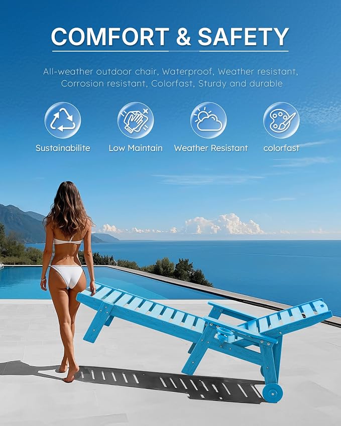 Patio Chaise Lounge Chair Set of 4, Oversize Lounge Chairs - Image 7
