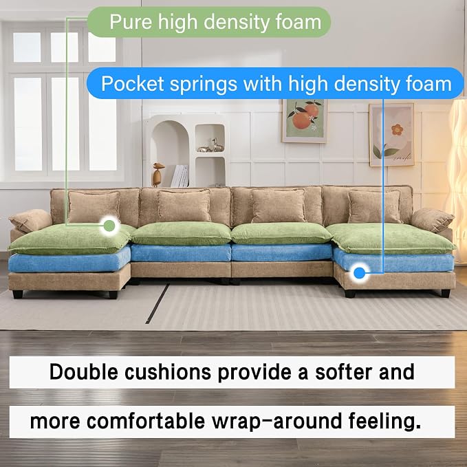 Oprisen 154" Modular Sectional Sofa, Comfy Cloud Couch Sectional Sofa - Image 3