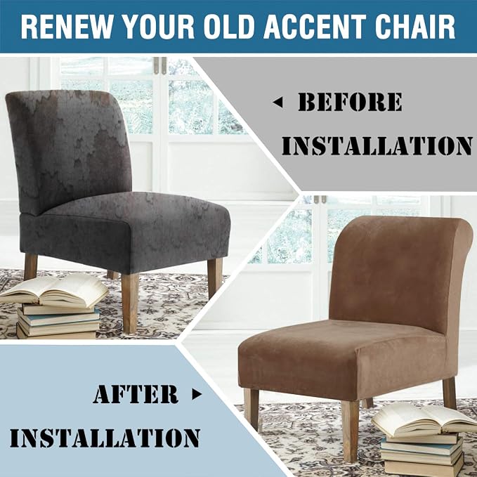 H.VERSAILTEX Armless Accent Chair Covers Thick Velvet Armless Chair Slipcovers - Image 8