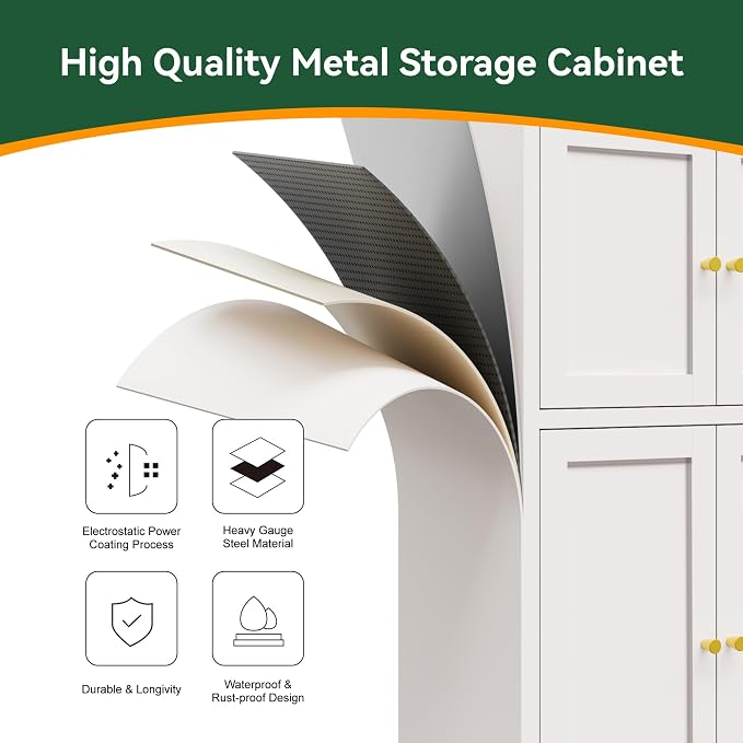 Bevivog Metal Locker Storage Cabinet, Home Accent Cabinets - Image 7