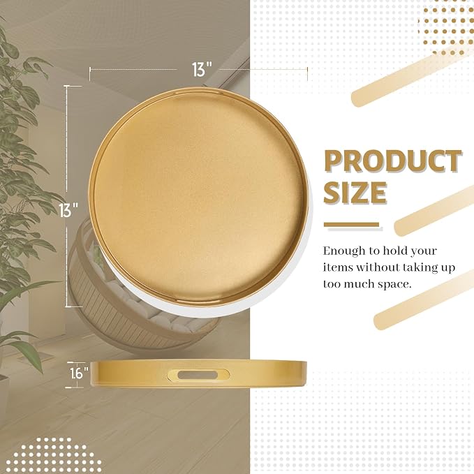 MAONAME 13" Gold Round Decorative Tray - Image 2