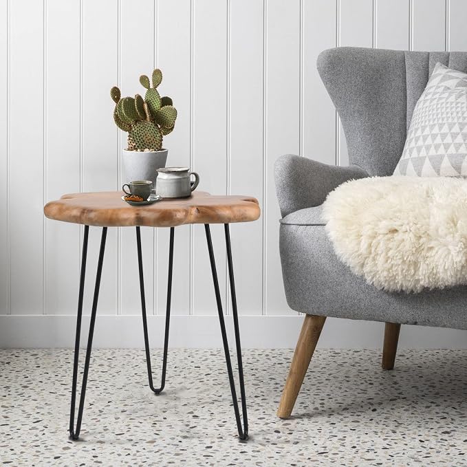 19.5 Inch Live Edge Side Table, Wood Freeform Small End Table - Image 6