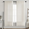 Nanspring Cream White Linen Curtains 72 Inch Length 2 Panels Set by Nanspring