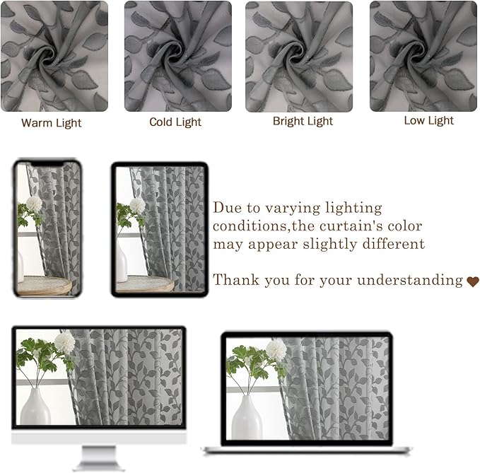 Chyhomenyc Charcoal Grey Sheer Valances - Image 5