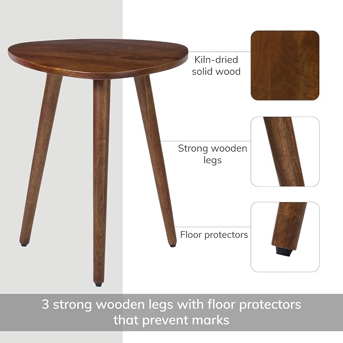 MH London Tri Pin Side Table I Handmade Natural Mango Wood, Naturally Moisture - Image 5